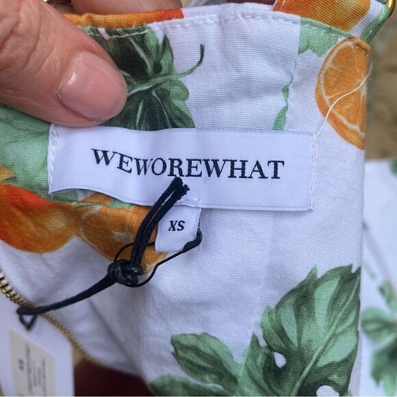 WeWoreWhat Orange Fruit Print Straight Neck Corset Crop Top size XS NWT - Picture 7 of 12